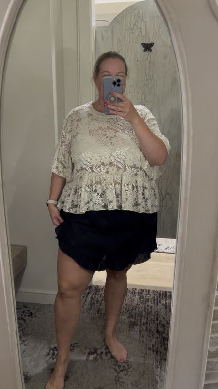 This lace top is so great for summer. Wear for a date night with a cute bra or bralette or layer over a cute dress. I tried it on with this skort- it has a cute ruffle also. 

Plus size summer outfit 
Plus size lace top 
Plus size summer top 
Plus size skort 
Plus size outfit 
Plus size ootd 

#LTKPlusSize #LTKOver40 #LTKStyleTip