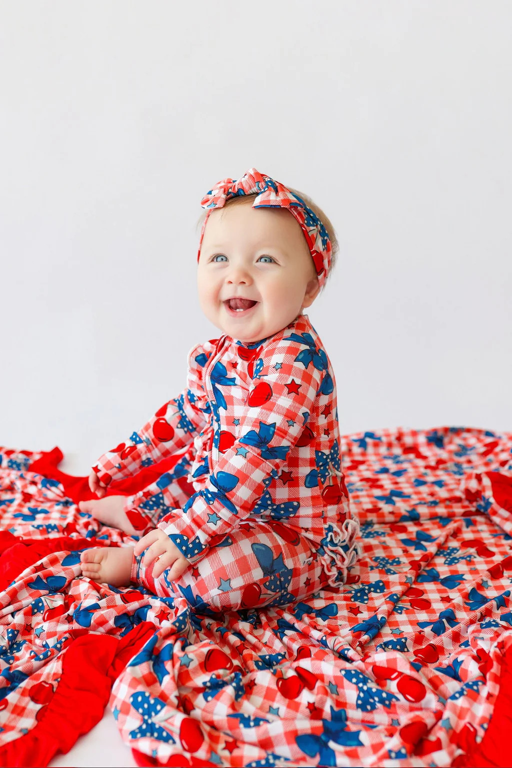 STAR-SPANGLED CHERRIES DREAM RUFFLE ROMPER | Dream Big Little