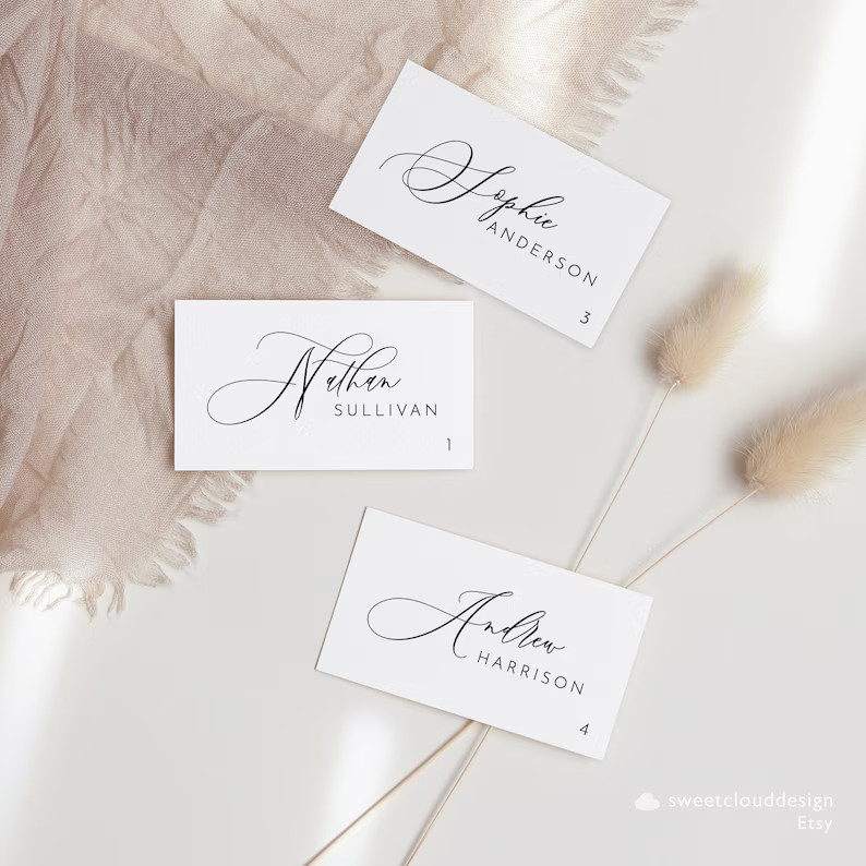 MINIMAL Wedding Place Cards Template Editable Place Card Black and White Place Card Editable Wedd... | Etsy (US)