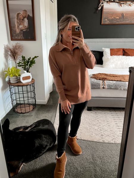 Fall style. Fall pullover. Quarter zip. Casual top. Comfy top. Amazon finds. Ugh boots. Fall outfit. Casual outfit. Comfy style. 

#LTKshoecrush #LTKunder50 #LTKsalealert