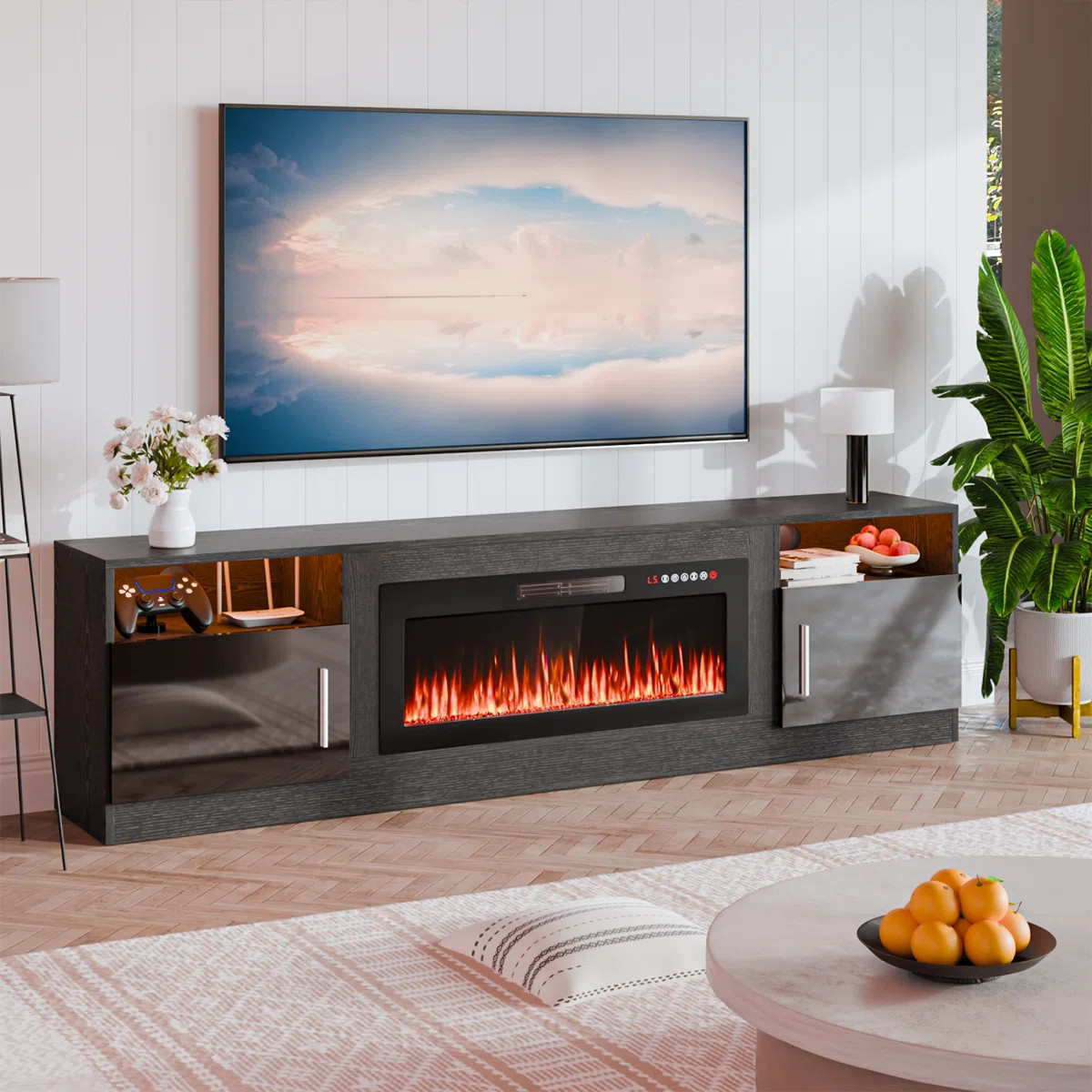 Alazik 80 Inch Fireplace Tv Stand With Fireplace | Wayfair North America