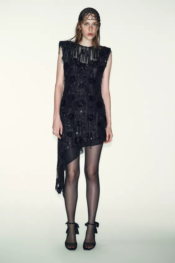 ASYMMETRIC SEQUIN MINI DRESS | Zara UK