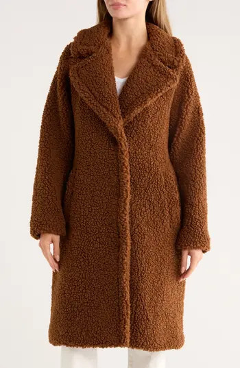 Lucky Brand Missy Faux Shearling Coat in Pecan at Nordstrom Rack, Size Large | Nordstrom Rack