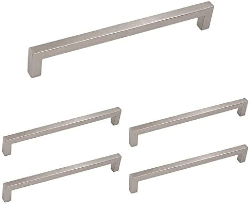 homdiy 5 Pack 10" Kitchen Square Cabinet Handles Brushed Nickle Drawer Pulls - HDJ12SN Kitchen Cabinet Hardware Kitchen Handles for Cabinets Stainless Steel Drawer Handles | Amazon (US)