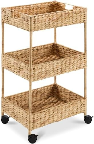 Best Choice Products 3-Tier Water Hyacinth Rolling Nursery Caddy w/Wheels, Utility Cart, Storage ... | Amazon (US)