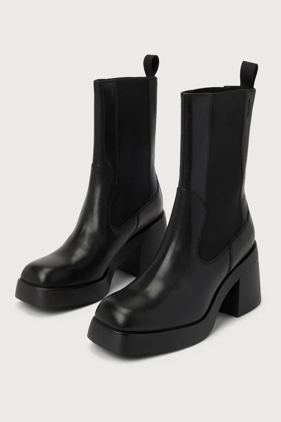 Brooke Black Leather Platform Mid-Calf Boots | Lulus (US)
