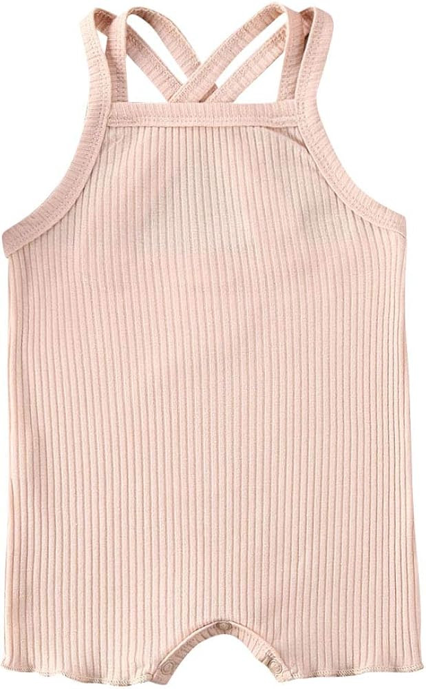 Baby Girls Boys Cotton Romper Solid Color Sleeveless/Long Sleeve Jumpsuit Bodysuit One Piece Paja... | Amazon (US)