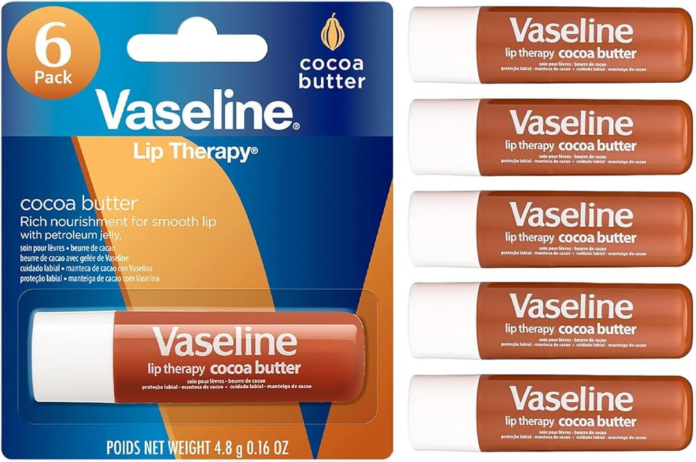 Vaseline Lip Therapy Cocoa Butter Lip Balm, 6 Pack, 0.16 Oz Ea | Amazon (US)