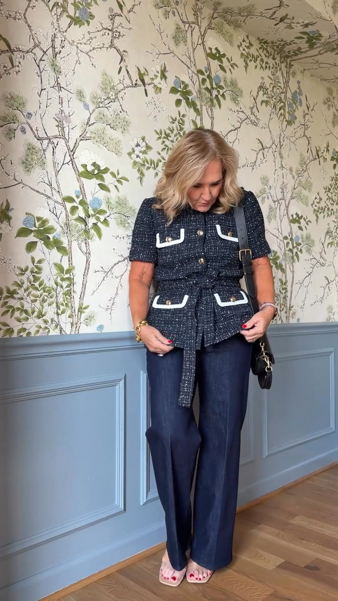 Tap the bell 🔔, heart ❤️ this post, and save for later!

This tweed peplum jacket and matching wide-leg pants make a polished statement. The structured shape and feminine details make this set feel special without being fussy.

Fit note: Wearing an 8 petite in the trousers, medium or petite in the jacket

#LTKootd #LTKgrwm #LTKOver40