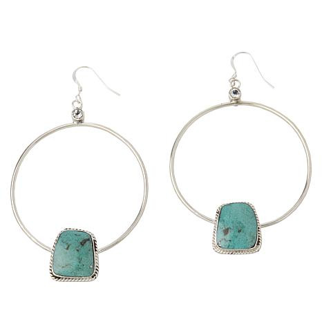 Chaco Canyon Sterling Silver Gemstone Hoop Drop Earrings | HSN