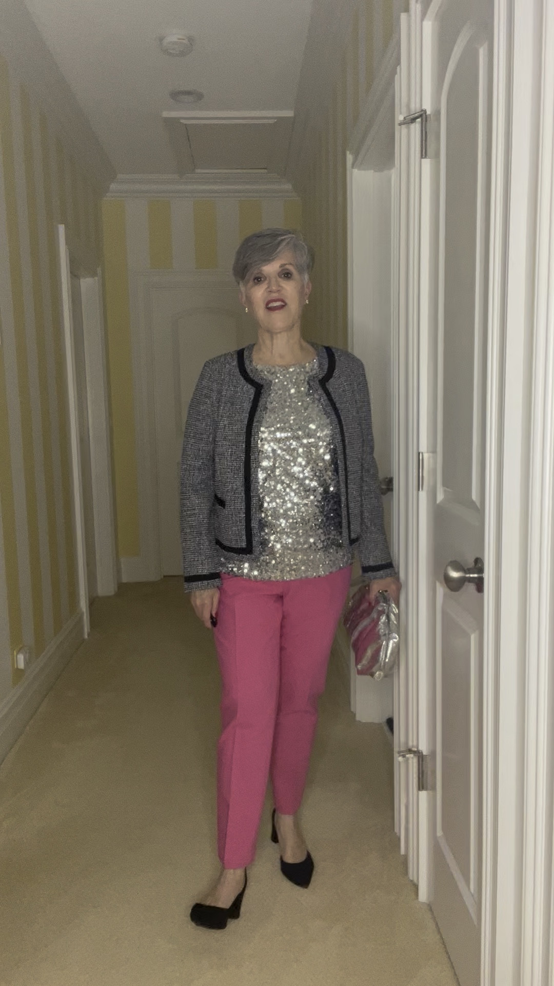 
If you need a holiday party look, you will love this post. I paired an @loft lady jacket with a @talbots sequined top and pink pants. I added an @talbots silver bag and black heels. Perfect! This colorful look could be toned down with black pants.
Check out my blog that has all these pieces as well as lots more sparkly holiday items. 
Would YOU wear this look? Tell me below ⬇️ in the comments please! 🎄🎄🎄!
1. 
2. 🛍️🎄Text me “links please” and I’ll DM them right to you!  OR
3. 🛍️ 🎄Click on the link in my stories.
4. 🛍️ 🎄Go to my Profile and click on the link in my Linktree to LTK to shop there.

#LTKOver40 #LTKHoliday #LTKParties