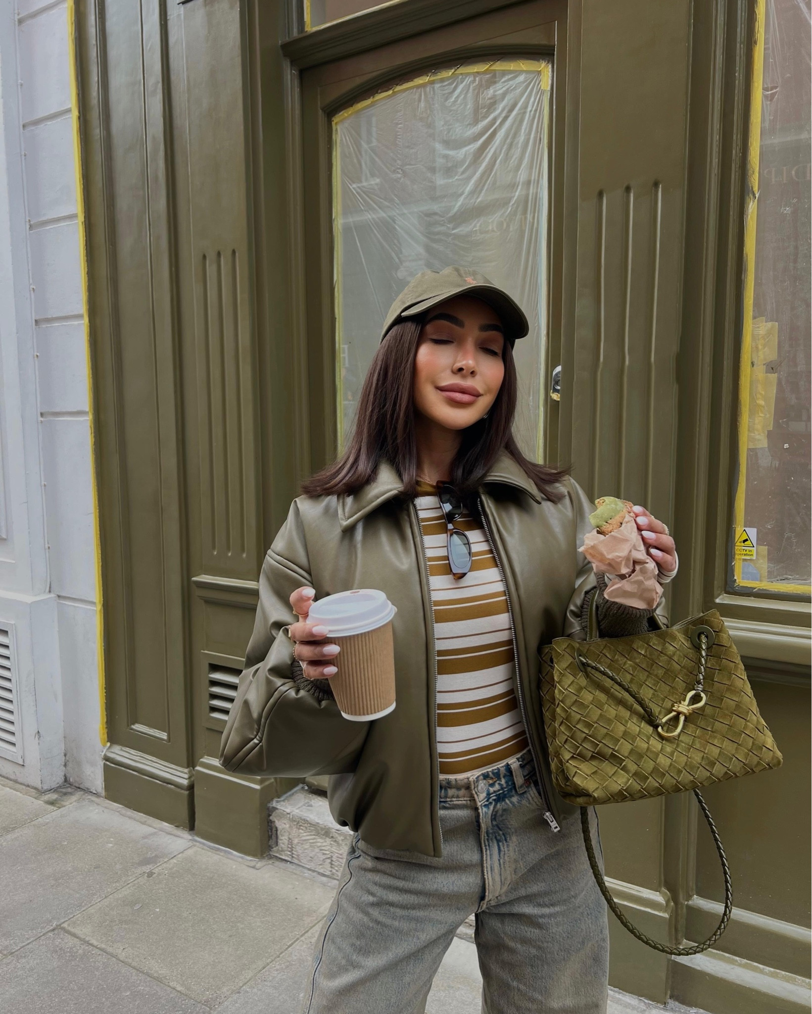 London outfit / city break / leather bomber / striped T-shirt / baggy jeans / baseball cap / Bottega Veneta / suede bag / Zara jeans / acne studio bomber / ballet flats / rainy day outfit 

#LTKspring #LTKuk #LTKeurope