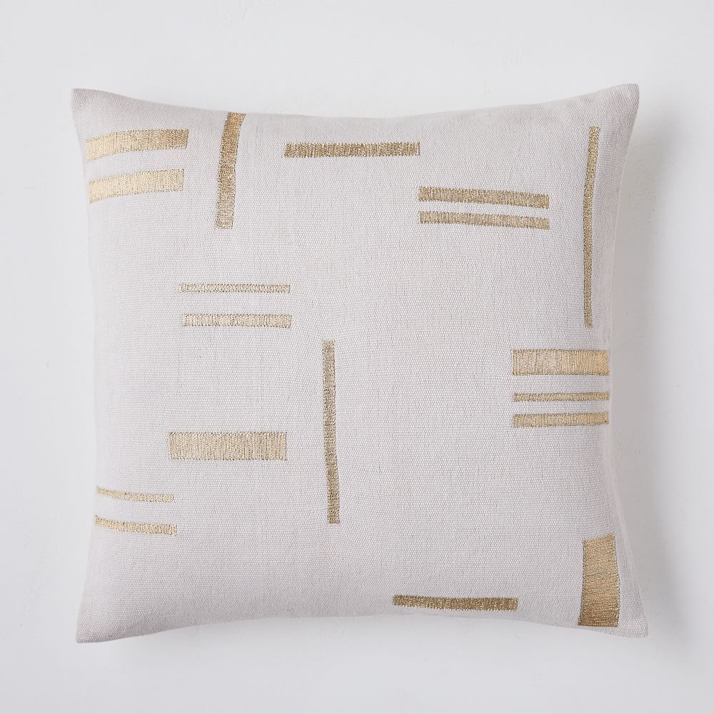 Embroidered Metallic Blocks Pillow Cover | West Elm (US)