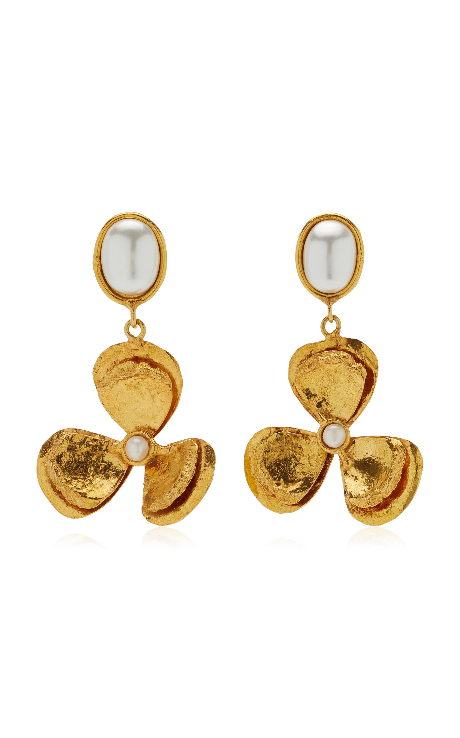 Lucky Flower 22K Gold-Plated Pearl Earrings | Moda Operandi (Global)