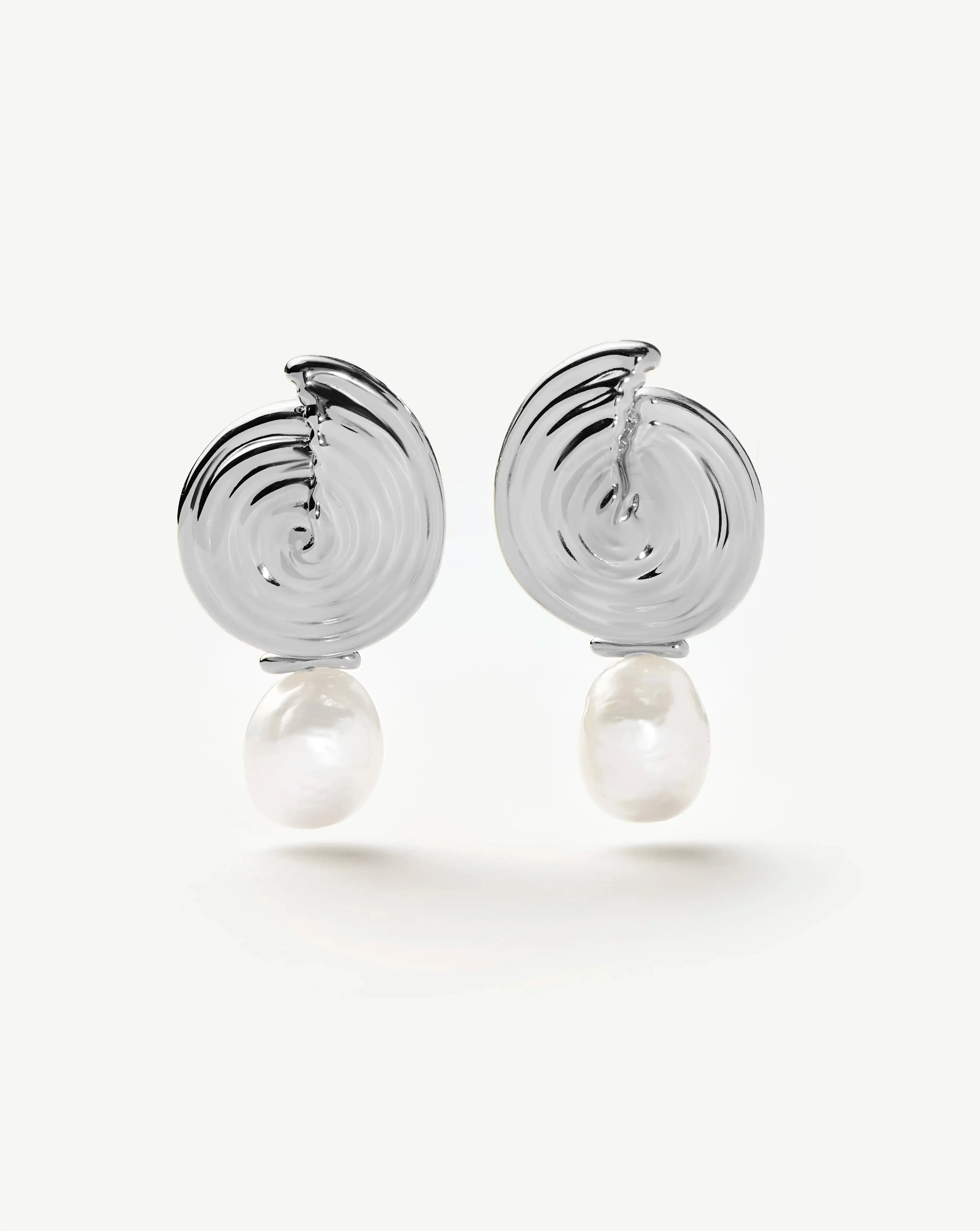 Spiral Interchangeable Pearl Drop Earrings | Silver Plated Earrings | Missoma UK