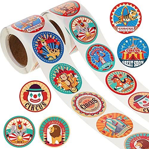500 Pieces Carnival Stickers Circus Party Stickers Carnival Animal Clown Sticker Carnival Themed Par | Amazon (US)