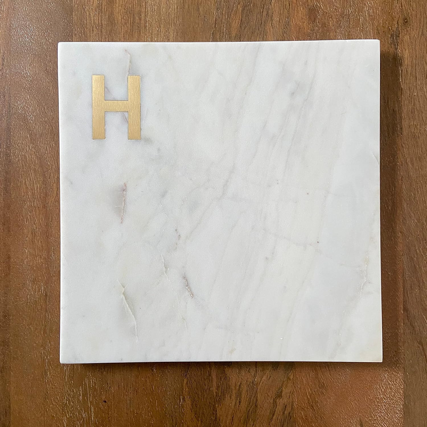 Monogram Marble Cheese Board, Personalized Charcuterie Board with Brass Initial, Christmas and We... | Amazon (US)