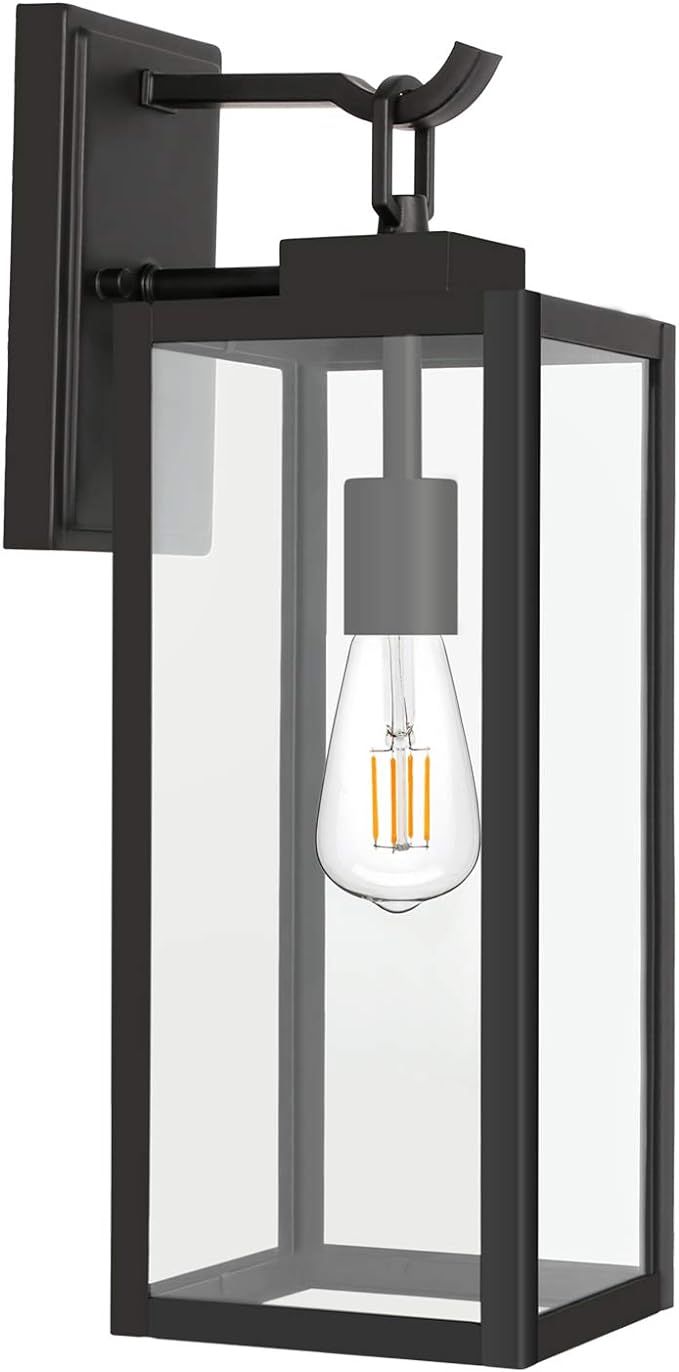 Hykolity Outdoor Wall Lantern with ST19 LED Bulb,2700K,60W Equivalent, Matte Black Wall Light Fix... | Amazon (US)