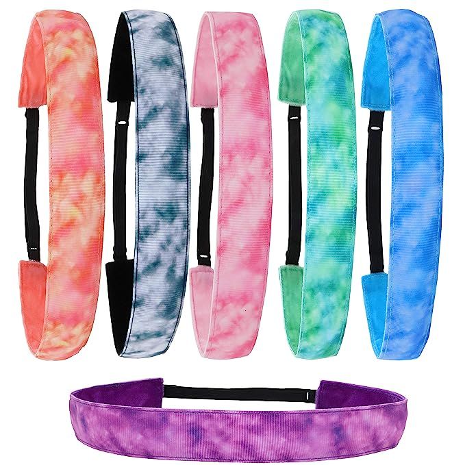 FROG SAC 6 PCS Tie Dye Headbands for Girls, Elastic No Slip Adjustable Rainbow Hair Bands for Gir... | Amazon (US)