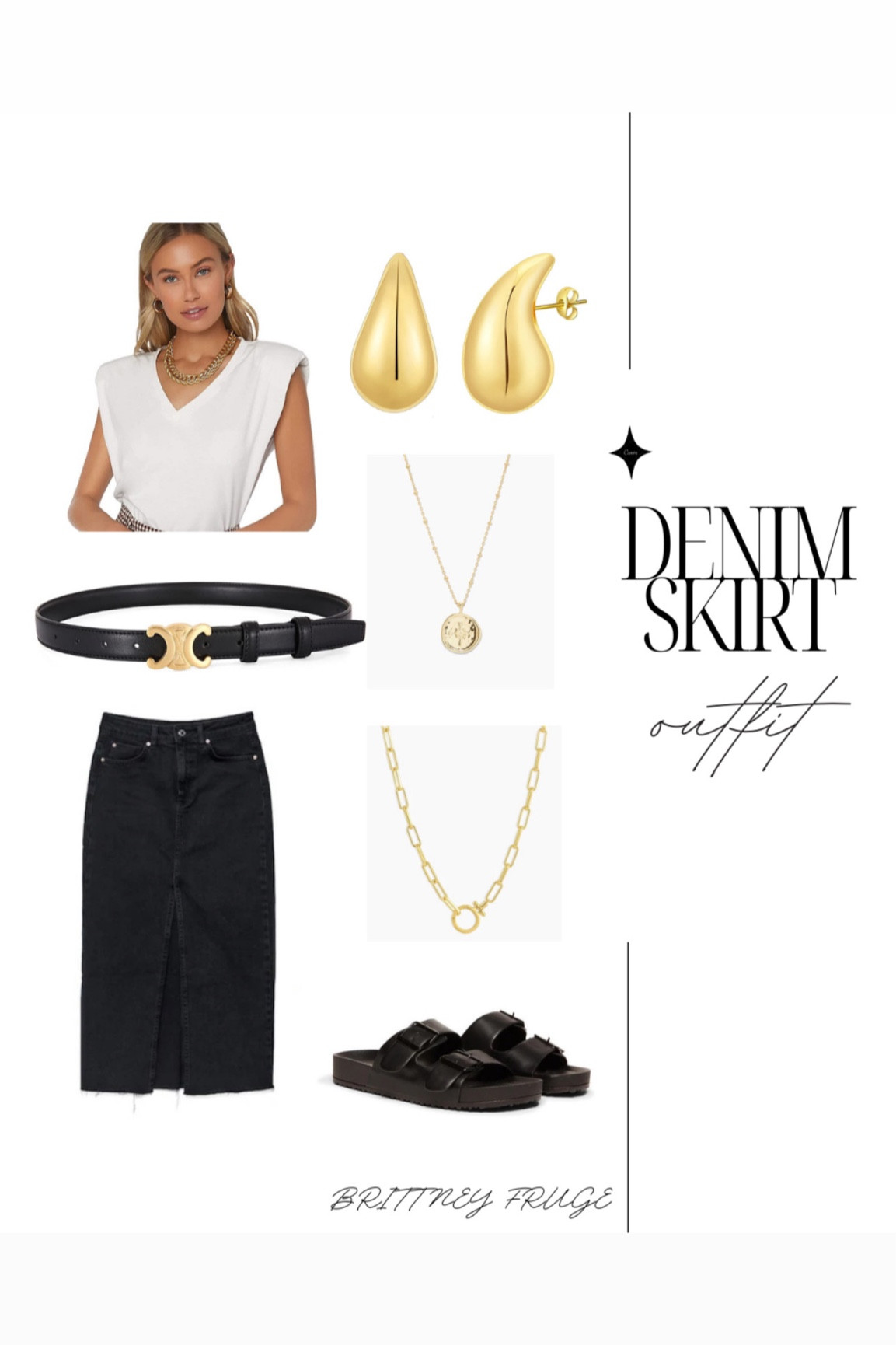 Long denim skirt outfit
Midi denim skirt 
Black skirt outfit 
Casual summer outfit
Concert outfit
Gold drop earrings
Black gold belt
Celine belt dupe
Black slides 
Black slides sandals
Black sandals
Gorjana jewelry 
Gorjana necklace
Gold layered necklaces 
Classic fashion
Classic style
Timeless 
Bottega dupes
Casual day outfit
Sandals
Concert
Shoulder pad top
White tee outfit 
Summer style
Spring outfit
Stradivarius skirt
Steve Madden sandals

#LTKstyletip #LTKunder100 #LTKunder50