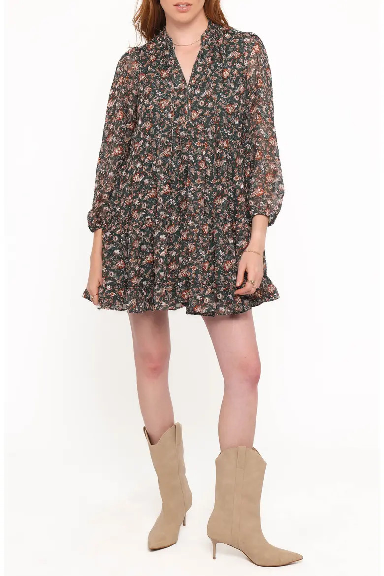 Petal & Pup Jinny Floral Print Dress in Dark Green/Multi at Nordstrom, Size X-Small | Nordstrom