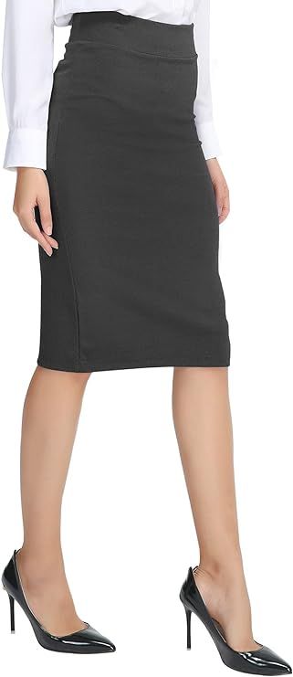 Urban Coco Women's Elastic Waist Stretch Bodycon Midi Pencil Skirt | Amazon (US)