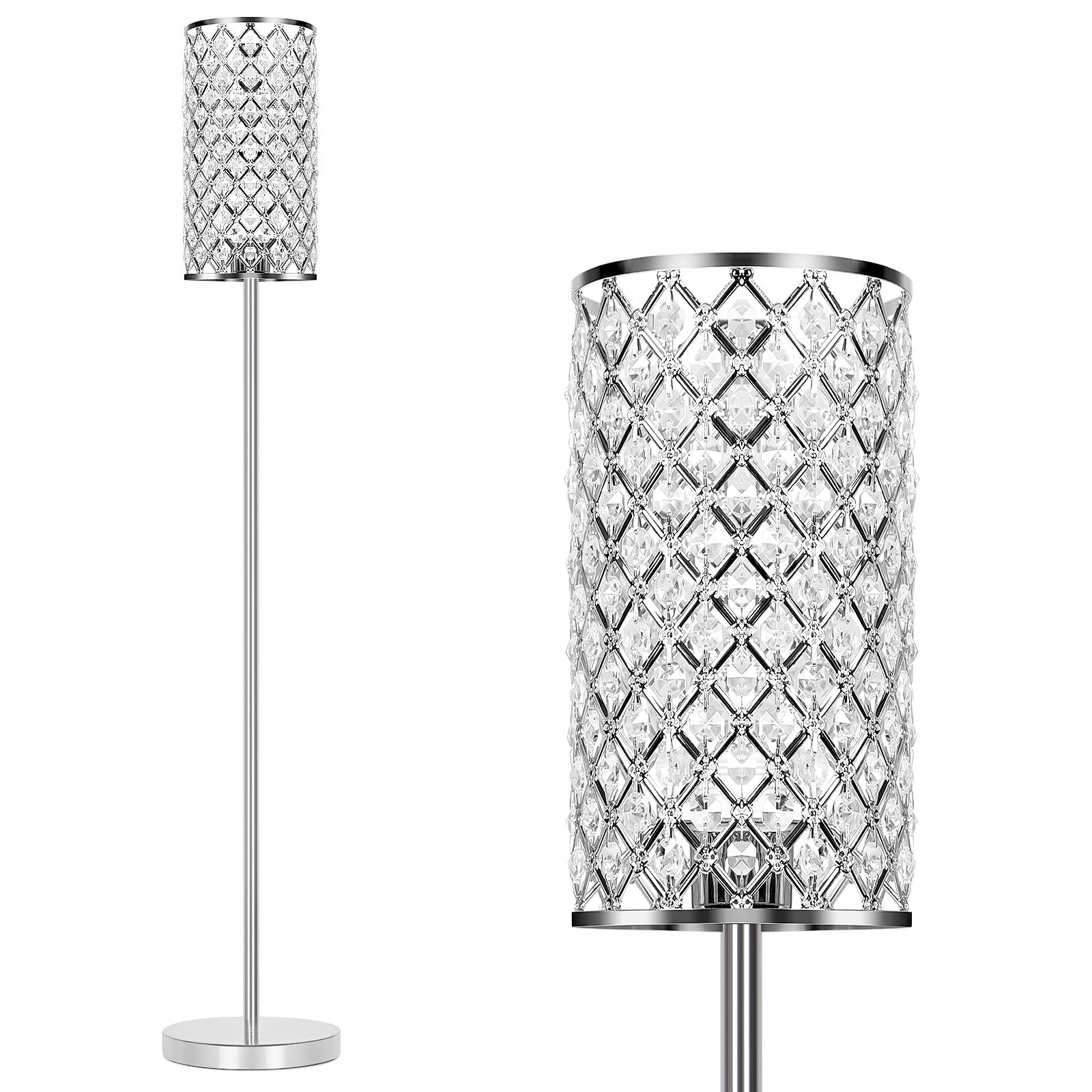 Crystal Floor Lamp, Modern Standing Lamp with Elegant Shade, LED Floor Lamp with On/Off Foot Swit... | Amazon (US)