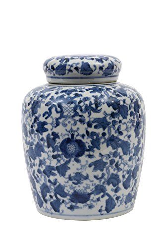 Creative Co-op Decorative Blue and White Ceramic Ginger Jar with Lid, Large | Amazon (US)