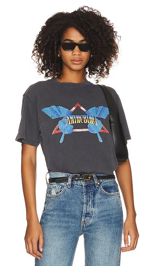 Lili Butterfly Tee in Washed Black | Revolve Clothing (Global)