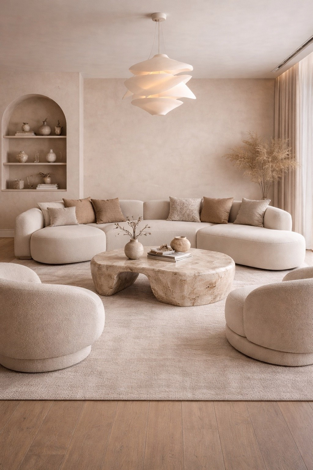 A serene ultra-modern living room featuring sculptural sofas, a statement stone coffee table, and soft neutral tones.
Perfect inspiration for modern interiors, organic minimalism, and high-end living room design with warm textures and timeless elegance.

Save this for modern living room ideas, neutral home decor, and contemporary interior inspiration 🤍
#ModernLivingRoom
#SculpturalDesign
#NeutralInteriors
#OrganicModern
#ModernHomeDecor
#LuxuryLivingRoom
#MinimalistInterior
#InteriorInspiration
#ContemporaryDesign
#SoftNeutrals
#DesignerLivingRoom
#HomeAesthetic


#LTKGiftGuide #LTKHome #LTKvlog