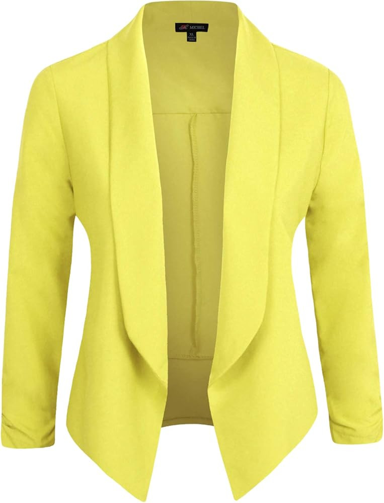 Michel Womens 3/4 Sleeve Lightweight Open Front Blazer Business Casual Work Office Cardigan Jacket w | Amazon (US)