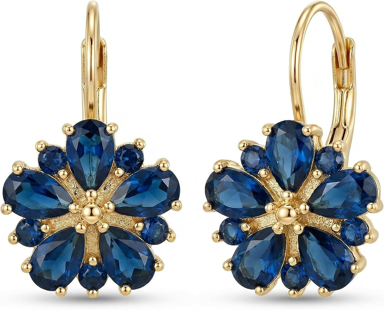 Blue Earrings for Women Vintage Gold Sapphire Floral Earrings and Trendy Navy Jewelry Elegant Des... | Amazon (US)