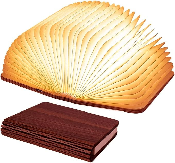 Vergissm Wooden Book Light, 3 Colors Folding Book Lamp White Light/Yellow Light/Warm Yellow Light... | Amazon (US)