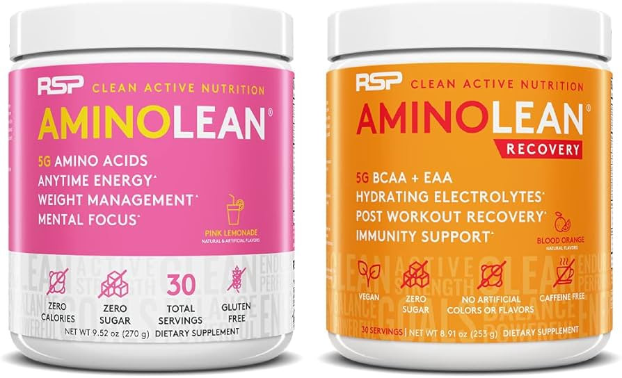 RSP NUTRITION AminoLean Pre Workout Energy (Pink Lemonade 30 Servings) with AminoLean Recovery Po... | Amazon (US)