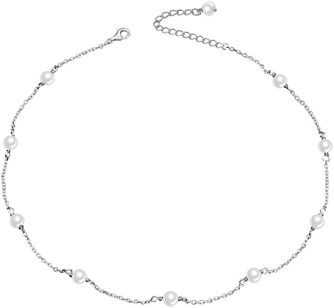 S925 Sterling Silver Choker Short Dainty Necklace Pendant for Women Girl | Amazon (US)