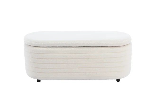Latitude Run® Storage Ottoman White Bench Upholstered Fabric Storage Bench End Of Bed Stool With... | Wayfair North America