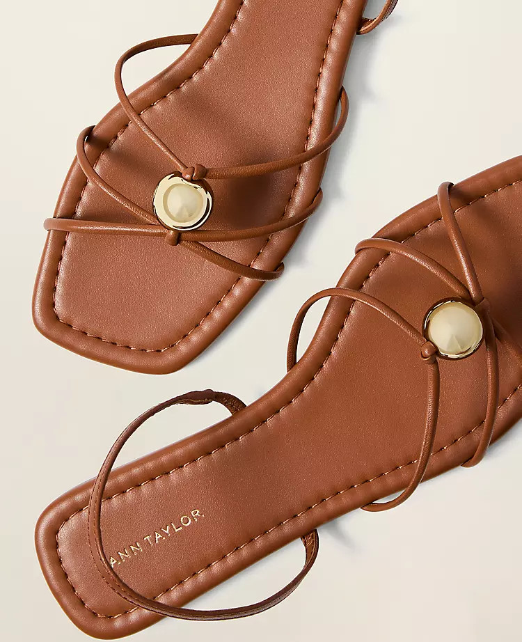 Leather Hardware Embellished Sandal | Ann Taylor