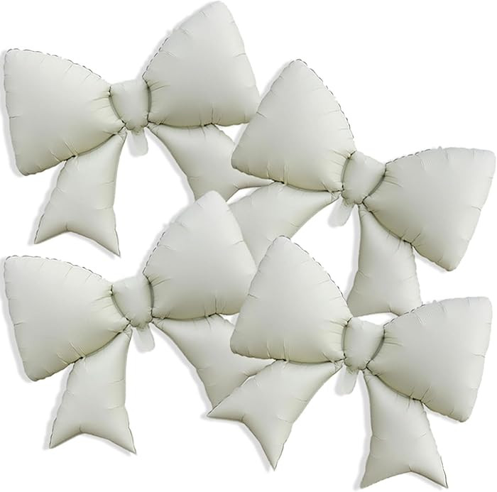 39 Inch Giant Bow Balloon, 4 Pcs Cream White Bow Balloons for Cream White Bows Party Decor Coquet... | Amazon (US)