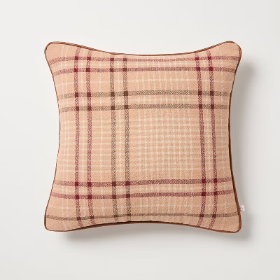 18"x18" Warm Fall Plaid Square Toss Pillow Brown - Hearth & Hand™ with Magnolia | Target