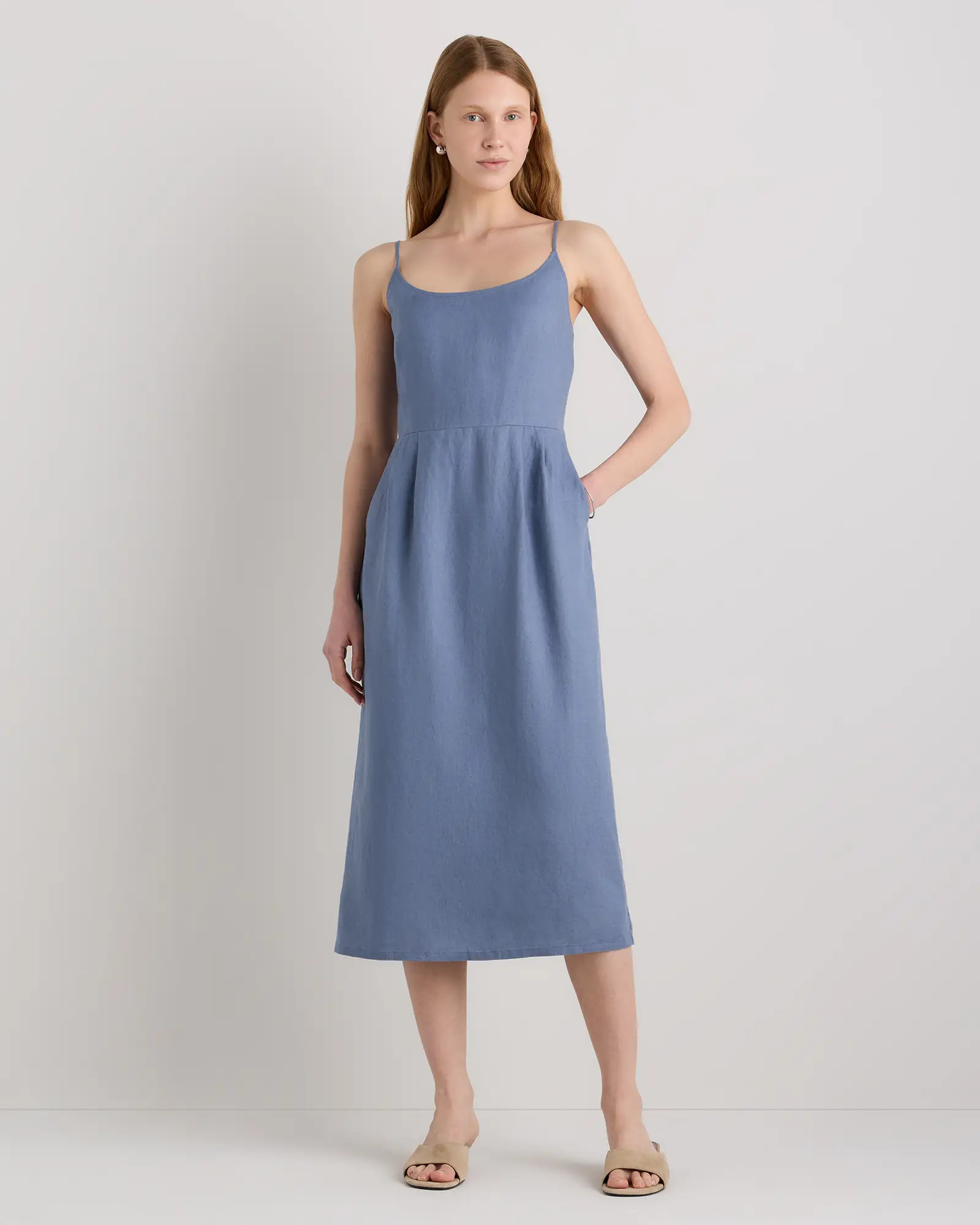 100% European Linen Scoop Neck Midi Dress | Quince