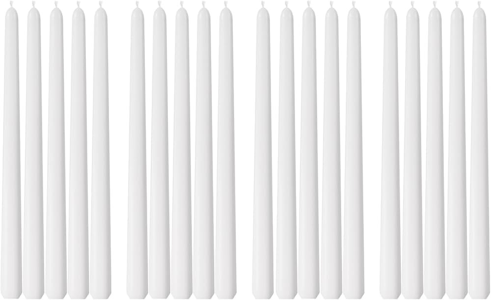 Taper Candles 10 Inch White Set of 20 Unscented, Dripless, Smokeless Long Tall Tapered Candlestic... | Amazon (US)