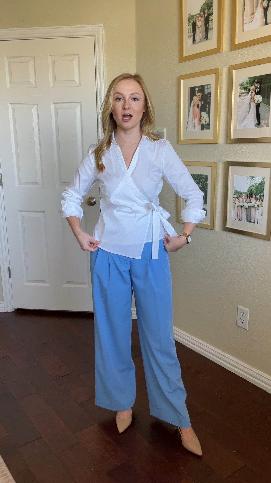 Loving this shade of blue! Wearing a 2P in pants and XSP in top 

#LTKWorkwear #LTKSeasonal #LTKPetite