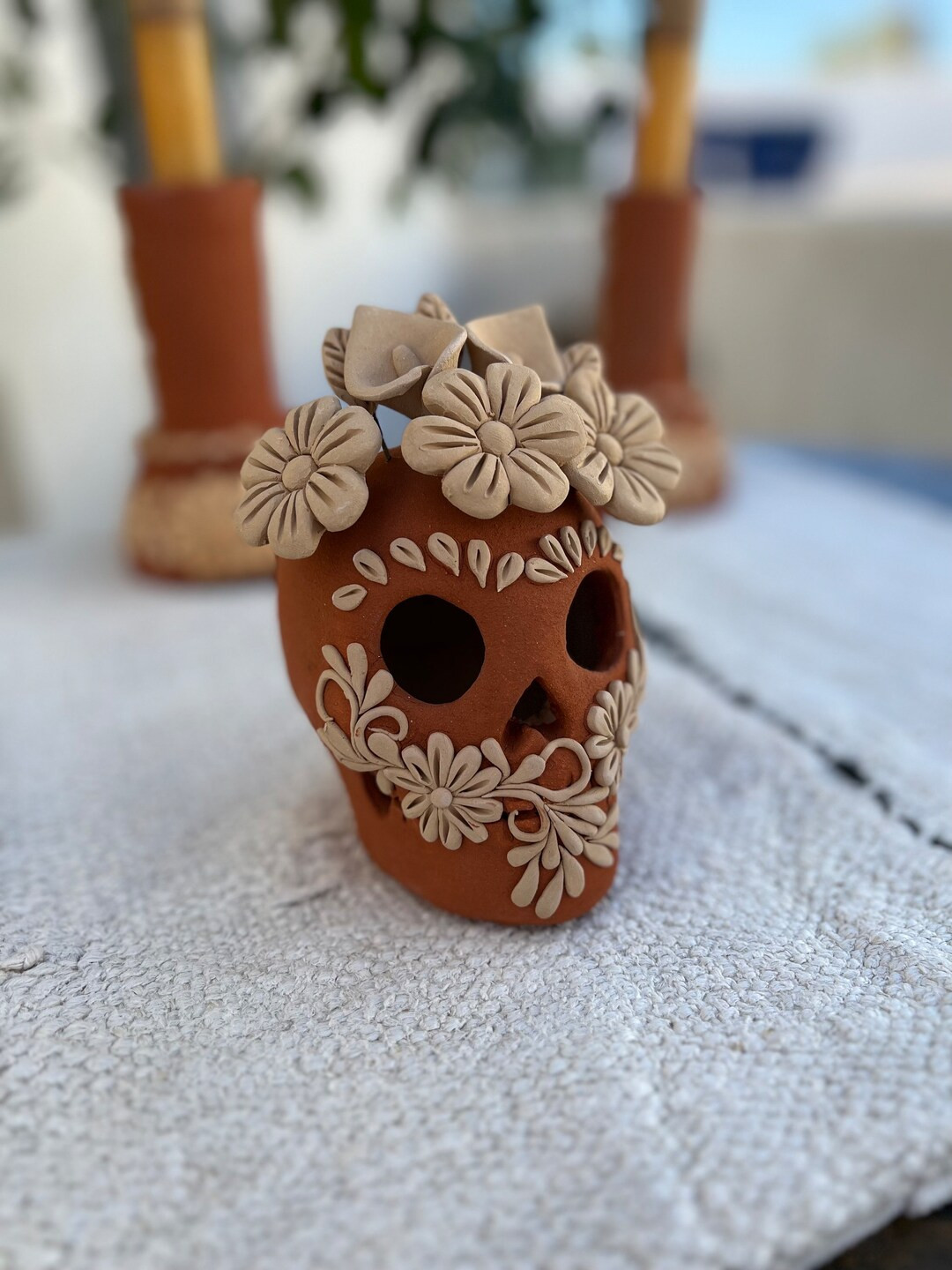 Day of the Dead Clay Skull, Small | Etsy (US)