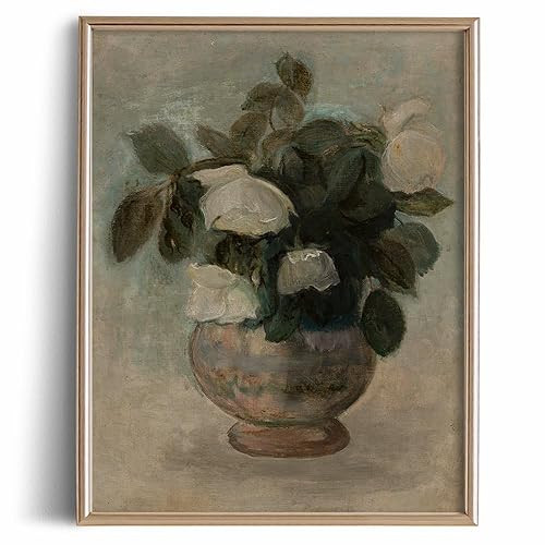 Farmhouse Still Life Picture Living Room - Warm Beige Neutral Abstract Floral Oil Painting - Art ... | Amazon (US)