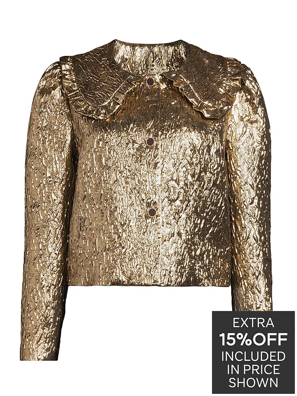 The Very Collection Textured Peter Pan Collared Crop Jacket - Gold | Very (UK)