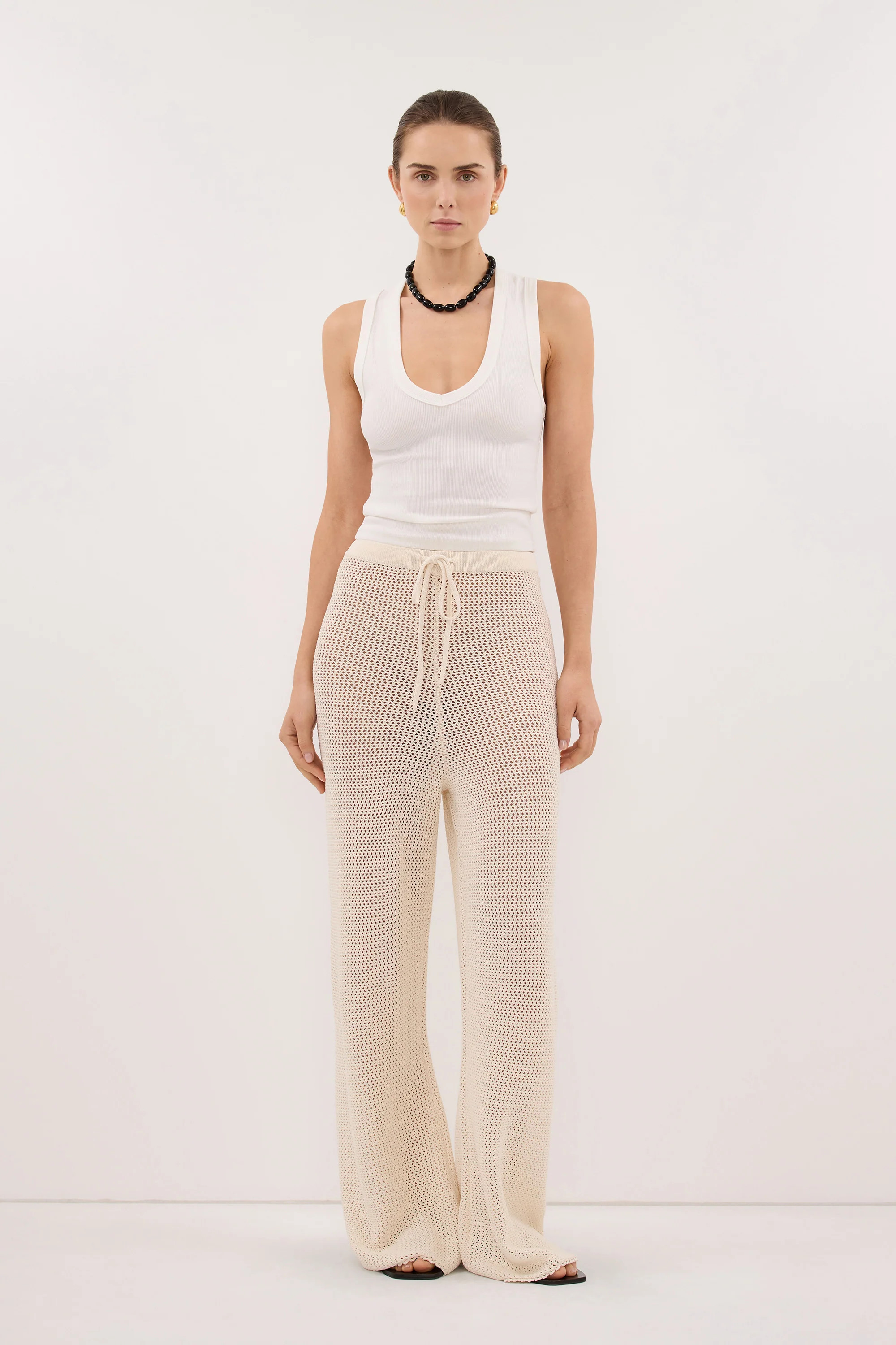 YASMIN OFF WHITE KNIT TANK | DISSH