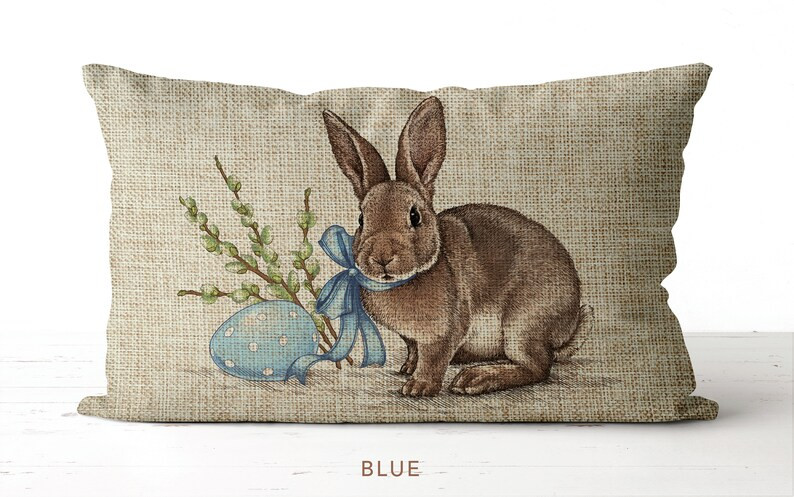 Watercolor Easter Bunny Pillow |  lumbar accent pillow | Easter Egg | Easter Decor | Spring Pillo... | Etsy (US)