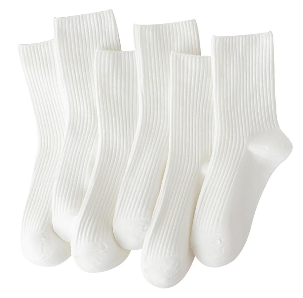 ACCFOD Womens Cute Crew Socks Casual Athletic Aesthetic Socks Neutral Cotton Socks for Women Gran... | Amazon (US)