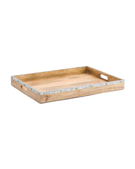 Made In India 24in Wooden Tray | TJ Maxx