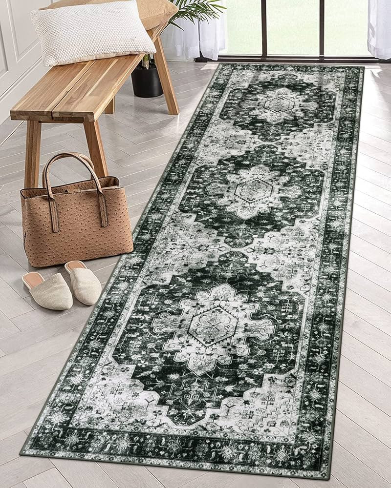 Moynesa Ultra-Thin Washable Vintage Runner Rug - 2'6"x8 Hallway Runner Non-Slip Non-Shedding Stai... | Amazon (US)
